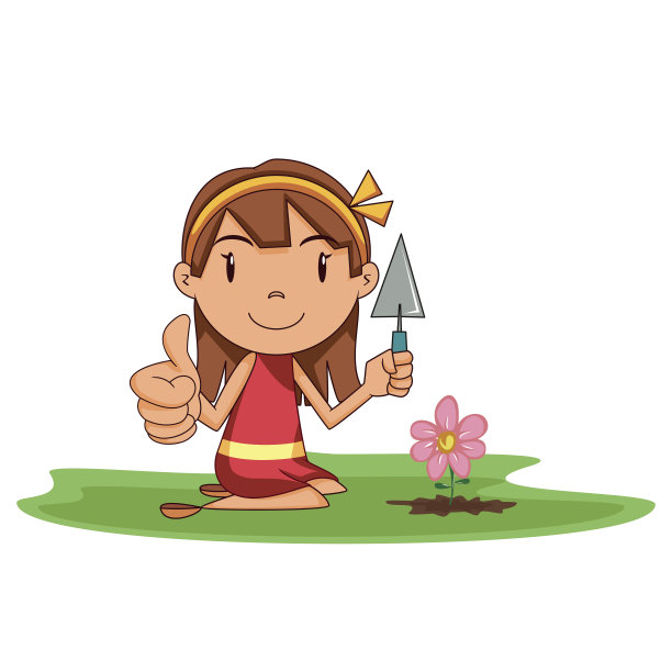 女孩种植花图片下载