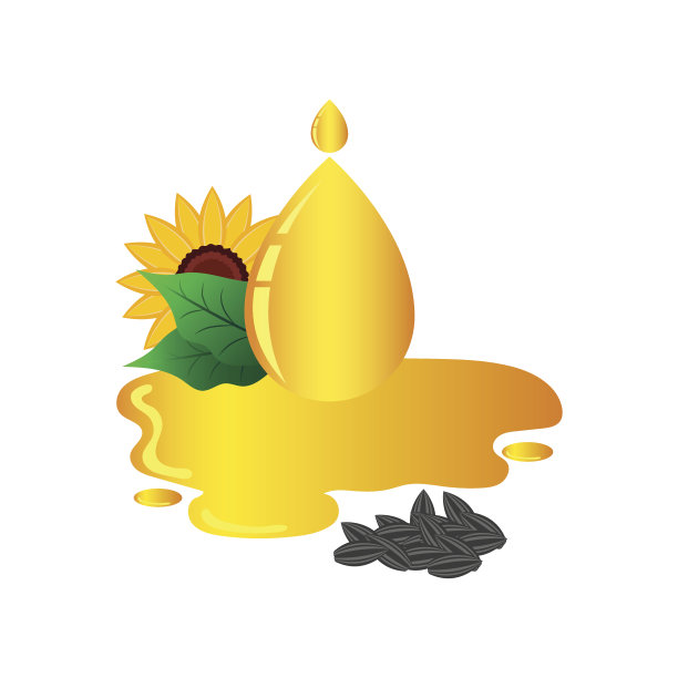 葵花籽油、葵花籽、葵花籽概念装在瓶子里。矢量图图片下载