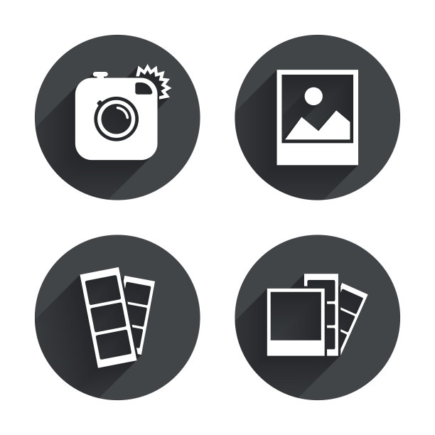 照片的相机图标。闪光灯和景观图片下载