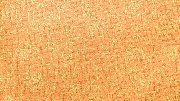 复古橙金玫瑰花边无缝图案织物背景图片下载