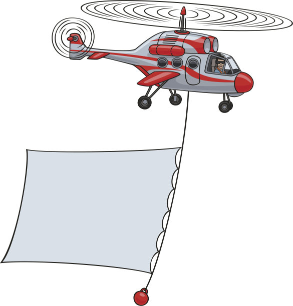 直升机和旗帜。图片下载