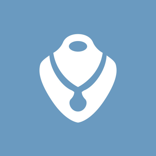 项链图标，白色的蓝色背景图片下载