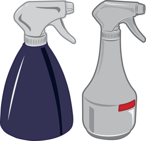 白色和蓝色喷雾瓶液体隔离上图片下载