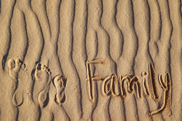 加那利群岛，联合国教科文组织Fuertoventury沙丘上的“家庭”和脚印图片下载