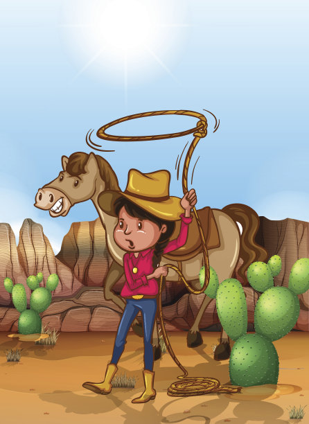 有套索沙漠的女牛仔图片下载