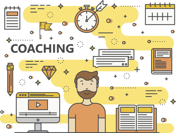 向量现代细线教练的概念插图图片下载