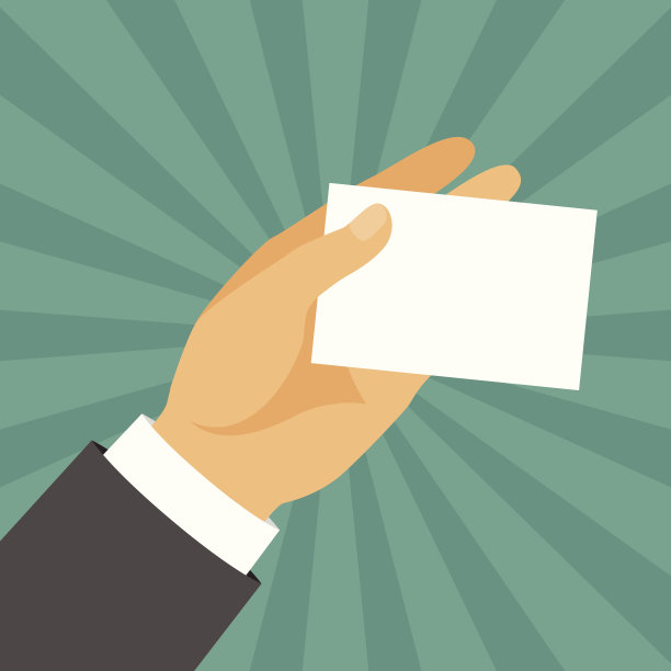 手握名片在平面设计风格。图片下载