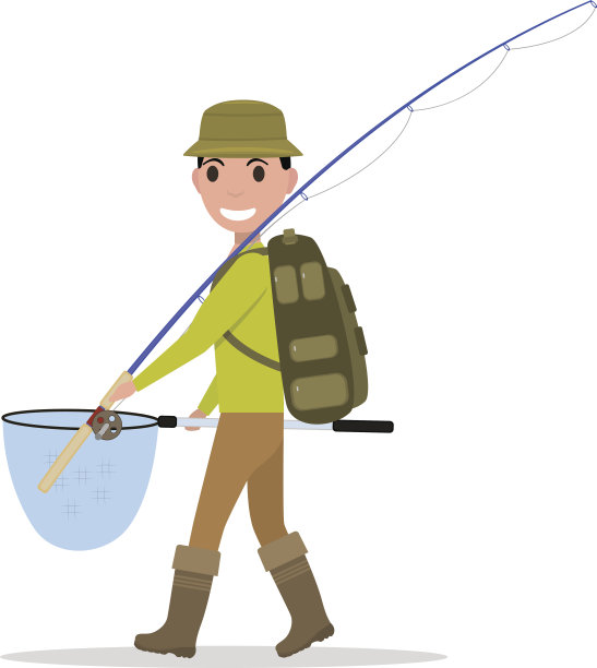矢量卡通人渔夫钓鱼度假图片下载