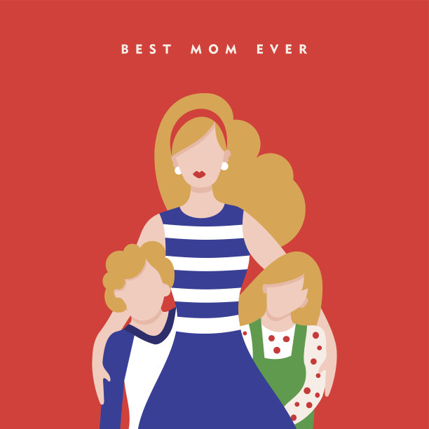 母亲节快乐，孩子们爱的卡片插图图片下载