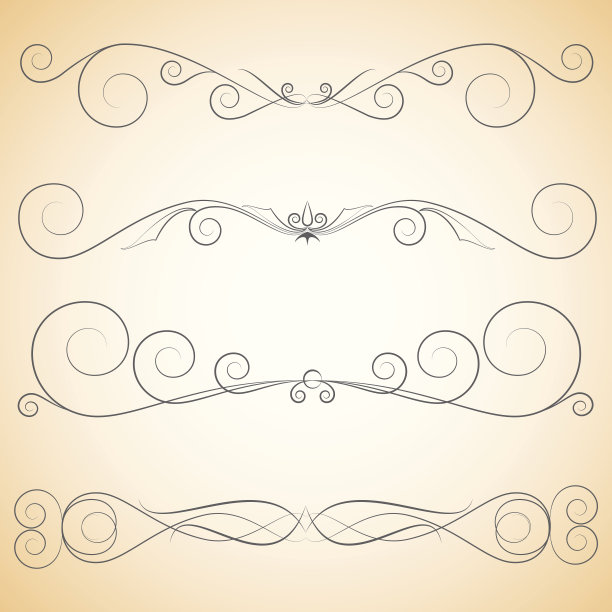 矢量集:书法花丝设计点缀版面图片下载