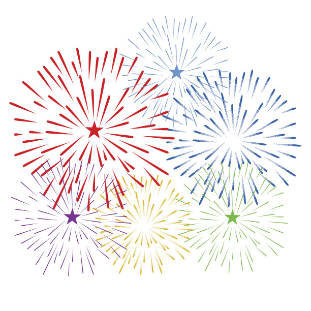 烟花表演新年和所有庆祝矢量插图图片下载