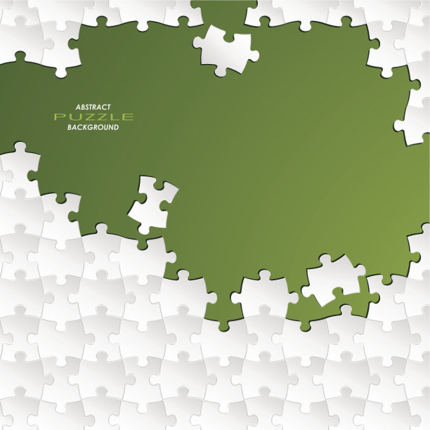 抽象的白色组拼图与绿色背景图片下载