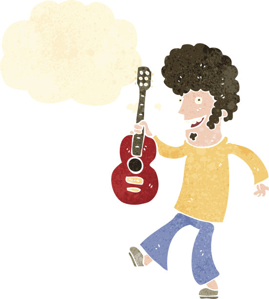 复古卡通吉他手图片下载