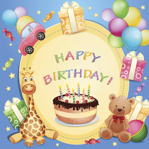 生日贺卡和生日蛋糕图片下载