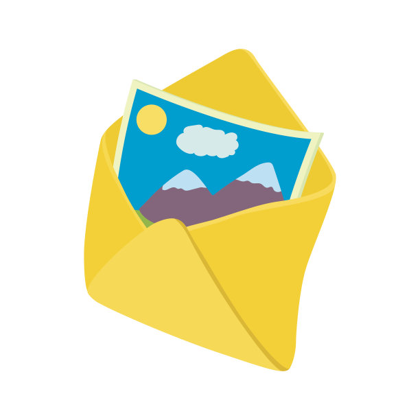 信封和照片图标，卡通风格图片下载