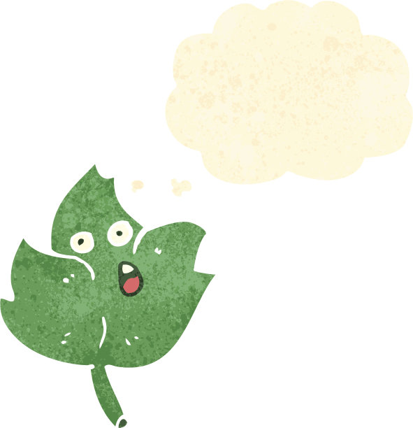 带有思想泡泡的复古卡通叶子图片下载