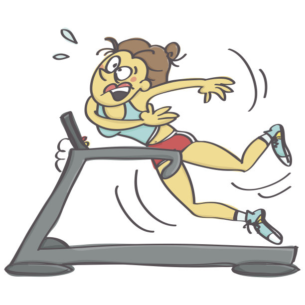 女人摔倒在跑步机上图片下载