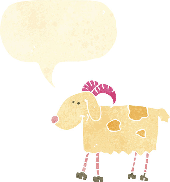带有语音泡泡的复古卡通山羊图片下载