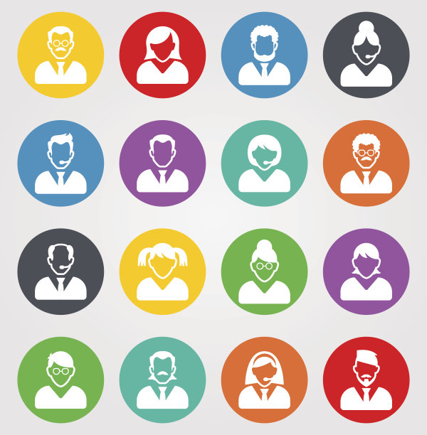 用户信号图标。人的象征。人类的化身。圆的五颜六色的16图片下载