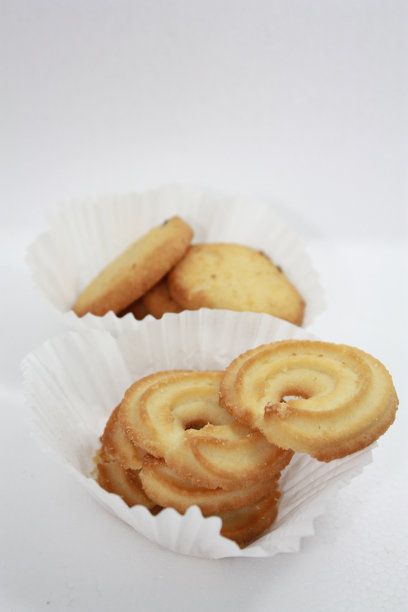 黄油曲奇设置在白色背景图片下载