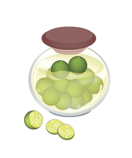 白底上的罐子里的酸橙素材图片