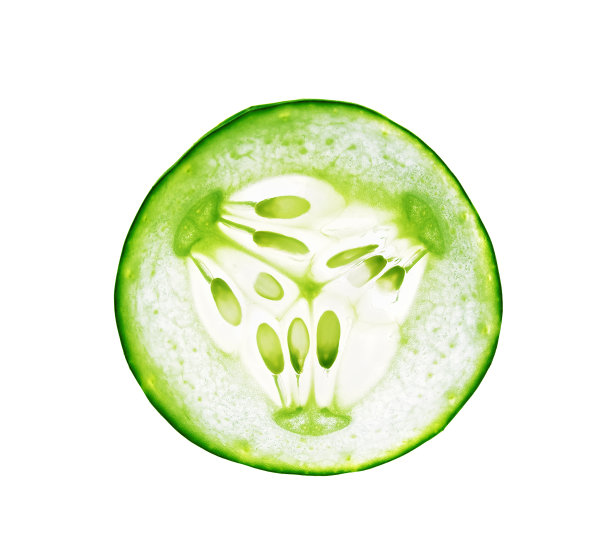 切片黄瓜孤立在白色背景上图片下载