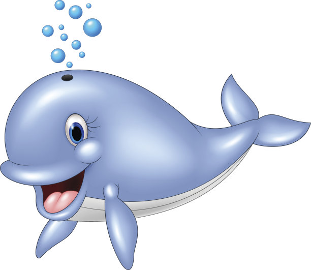 卡通蓝鲸孤立在白色背景图片下载