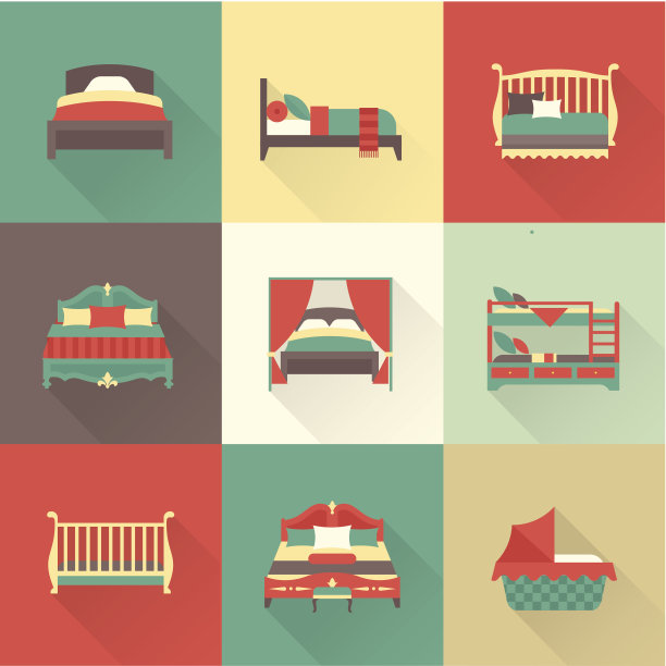 矢量床图标集图片下载