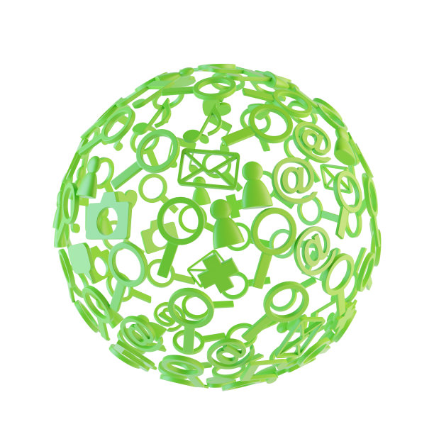 用社交网络图标做成的绿球图片下载