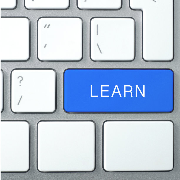蓝色学习按钮。图片下载