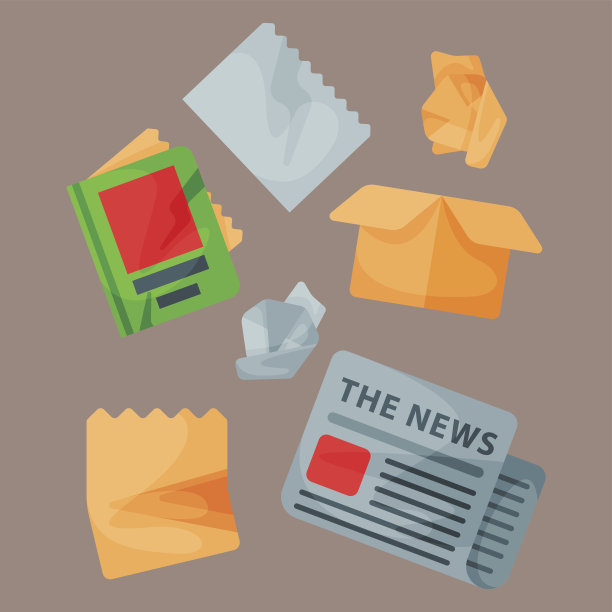 废纸回收要素垃圾轮胎管理产业利用废弃物可向量说明图片下载