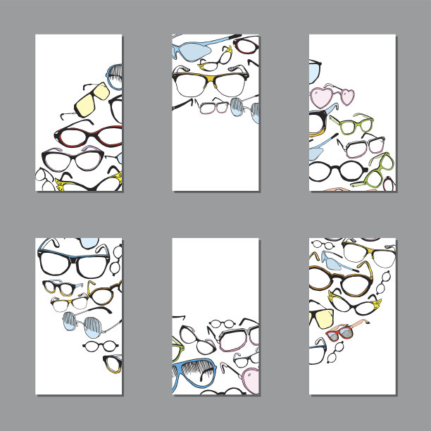 旗帜与彩色复古和现代眼镜。眼科。图片下载