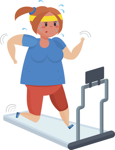 女孩喜欢运动，在跑步机上运动图片下载