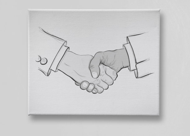 手绘握手标志作为合伙企业的经营理念图片下载