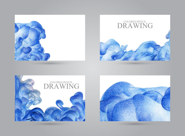 手绘的抽象墨水云名片图片下载