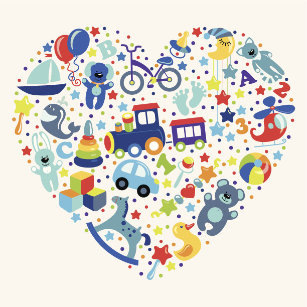 玩具图标的婴儿男孩的形式的心图片下载