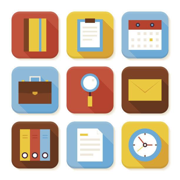 平业务和办公平方应用程序图标集图片下载