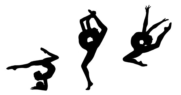 三个体操运动员孤立地站在白色的背景上图片下载