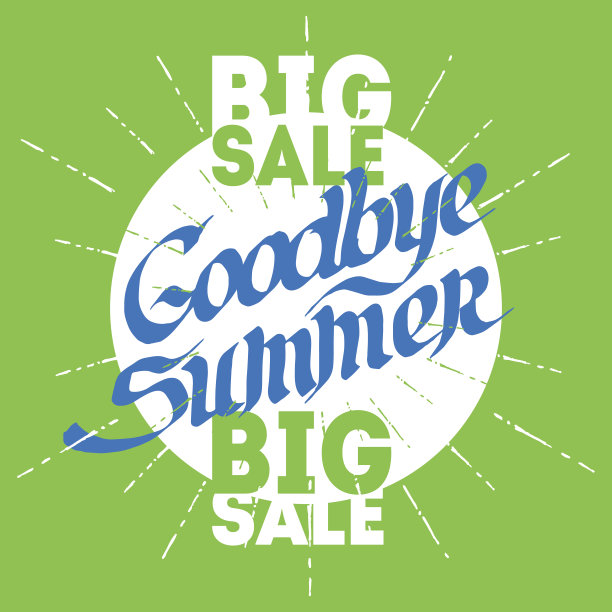 夏天再见。季节性大减价的海报。向量素材图片