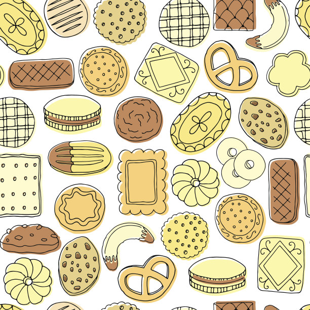 手绘食品饼干无缝图案图片下载