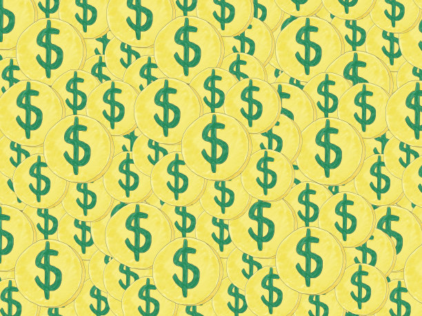 抽象手绘涂鸦美元硬币的背景图片下载