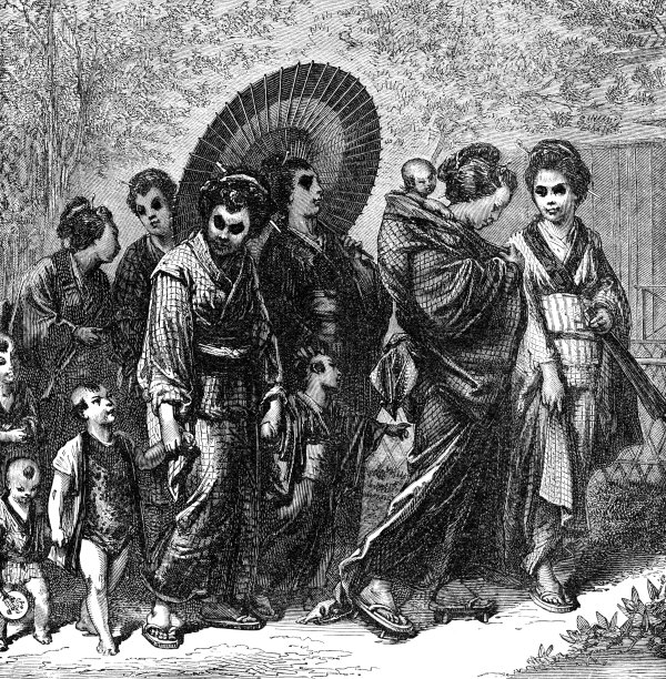 日本妇女和儿童(1882年版画)图片下载