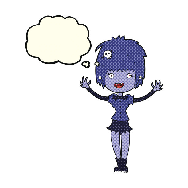 卡通吸血鬼女孩与思想泡沫图片下载