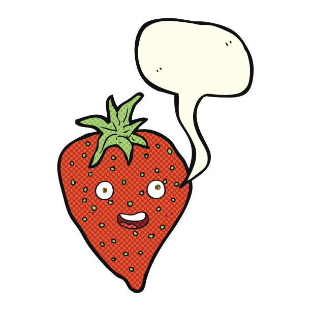 卡通草莓与思想泡泡图片下载