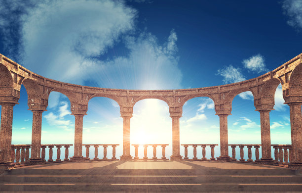 椭圆形排列的古罗马圆柱遗址图片下载