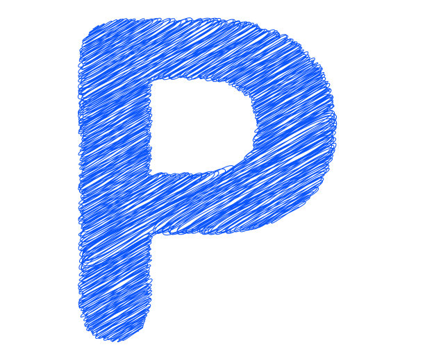 字体条纹蓝线，P字母图片下载