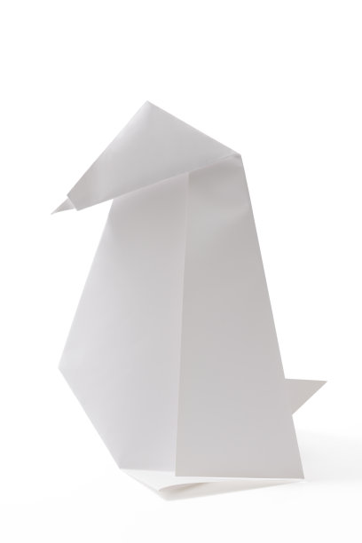 孤立的照片空白折纸企鹅在白色的背景图片下载