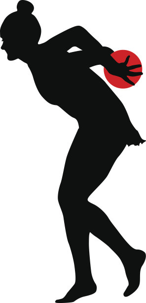 剪影女子体操与球。矢量图图片下载