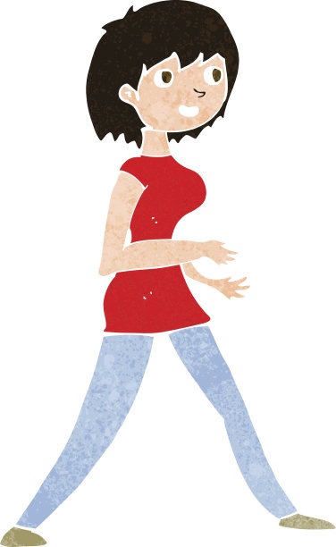 卡通女人走图片下载