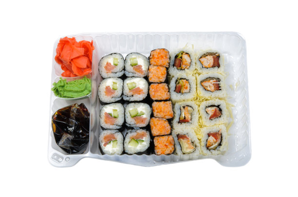 一组卷在盒子孤立的白色背景图片下载